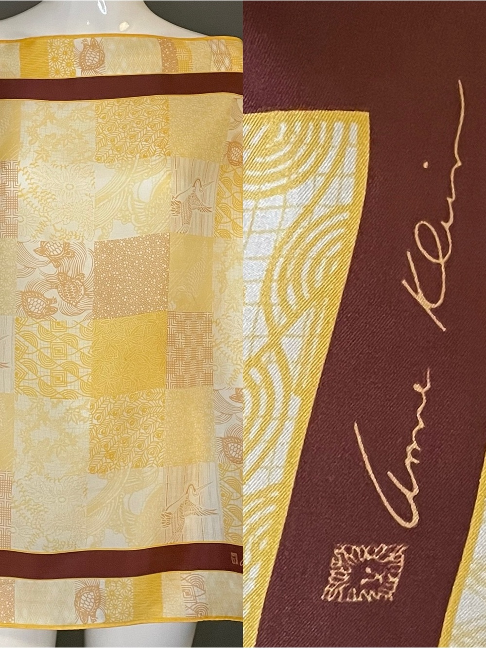 Vintage Anne Klein Silk Scarf 26 In Sq Excellent Condition